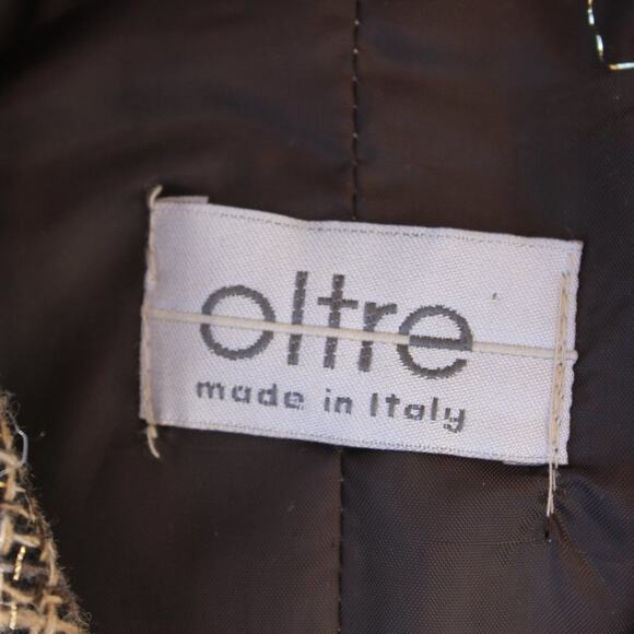 Oltre Women's Blazer Military Style Brown Gold Metallic Rhinestones Size 10 - Picture 10 of 12